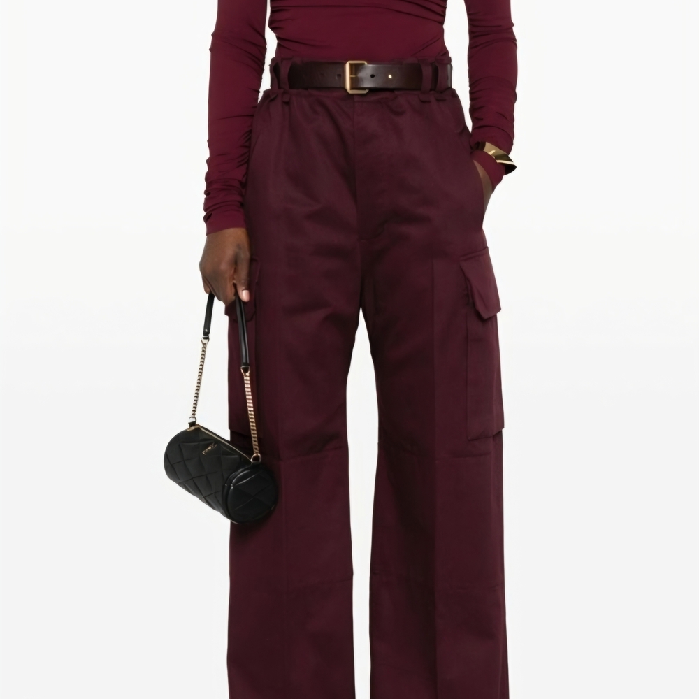Saint Laurent Elegant Burgundy Women's Cargo Pants